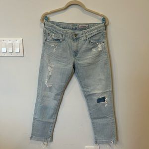 AG-Ed Adriano Goldschmied Ripped Cropped Ankle Jeans